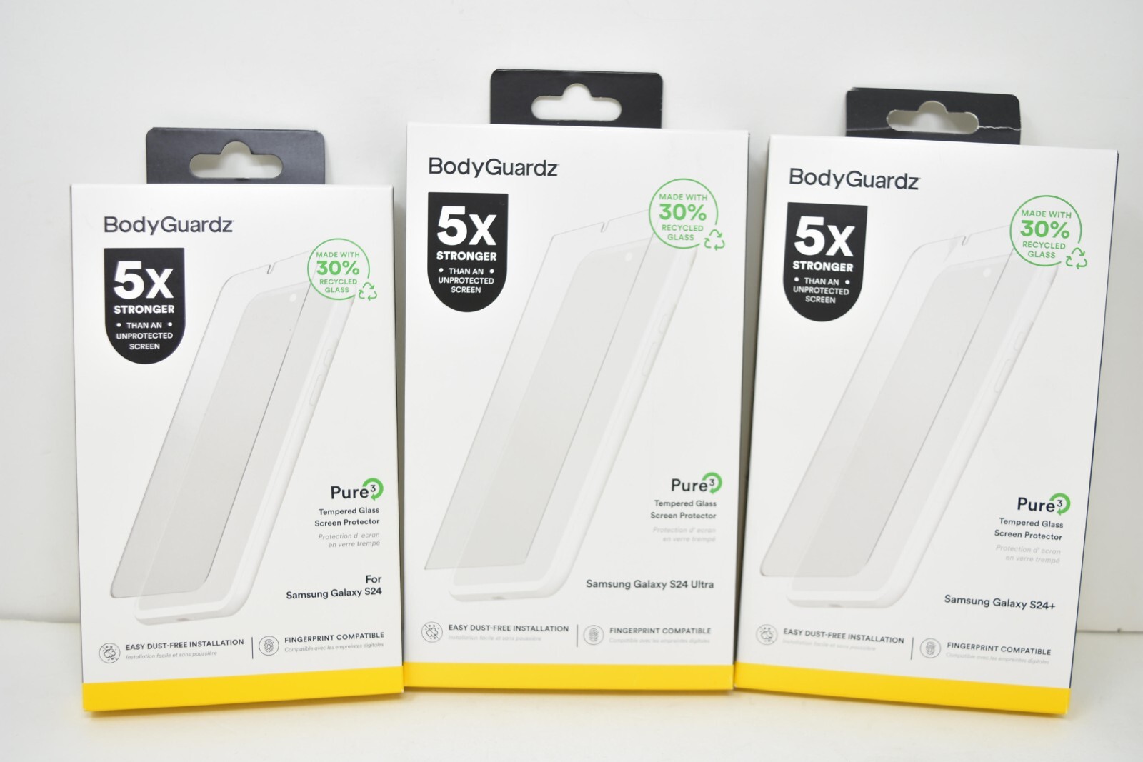 BodyGuardz Pure3 Glass Screen Protector for Samsung Galaxy S24, S24+, S24 Ultra
