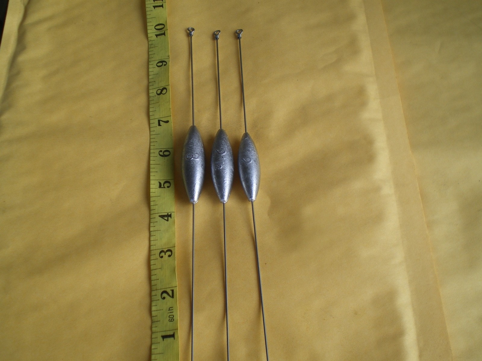 10 PCS. STRAIGHT DOWN BOTTOM BOUNCER SINKER 2, OZ. S.S. WIRE .045 X 10"