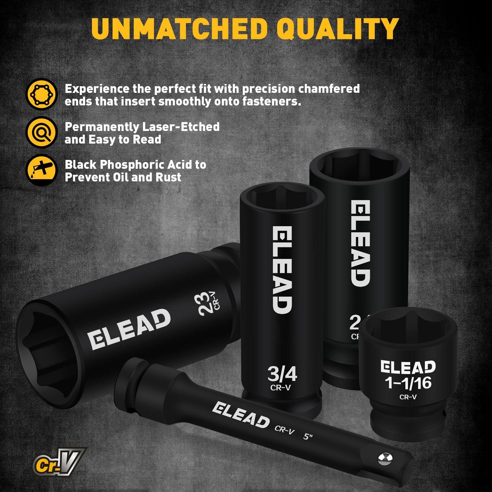 ELEAD 67 Piece 1/2" Drive Deep Impact 67pcs 1/2'' Socket Set