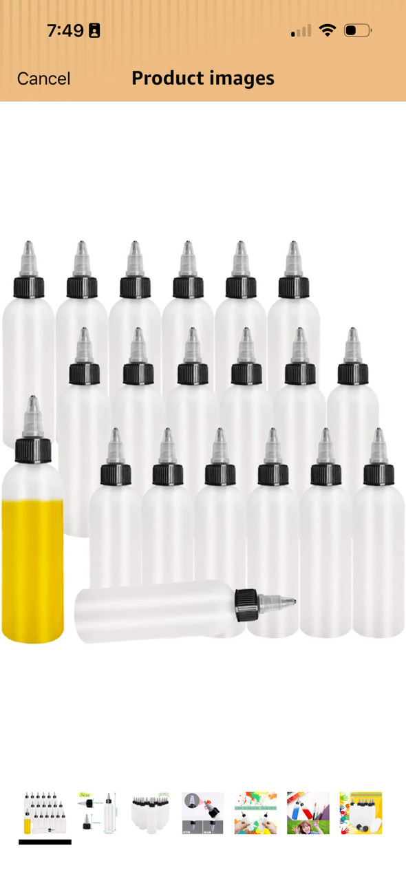 20-Pack 4Oz/120Ml Plastic Boston Squeeze Bottles with Twist Top Cap, White LDPE