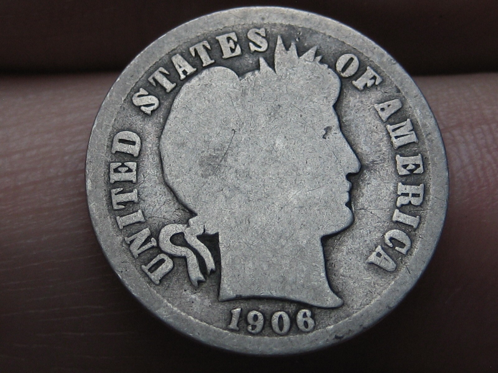 1906 O Silver Barber Dime- New Orleans, About Good Details