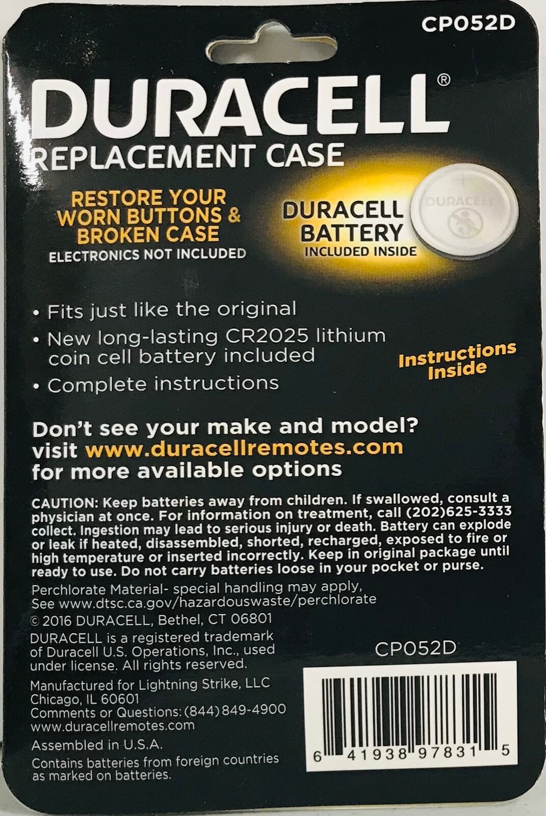 Mazda Duracell Replacement Case CP052D Restore Your Worn Buttons & Broken Case