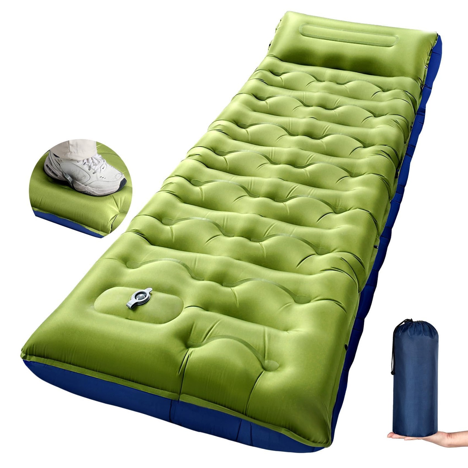 KASBAH Camping Sleeping Pad,Extra Wide 6 inch Thick Inflatable Sleeping Pads ...
