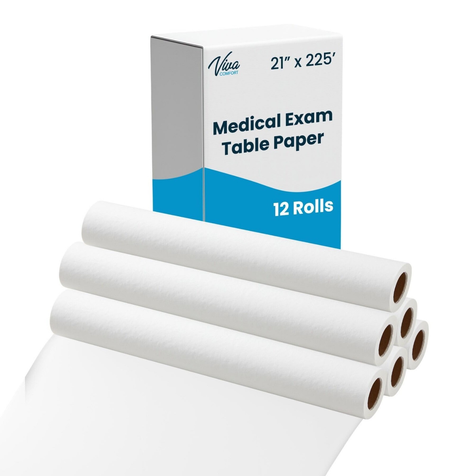 VivaEssentials Smooth Medical Exam Table Paper, 21" x 225', Pack of 12 Rolls ...