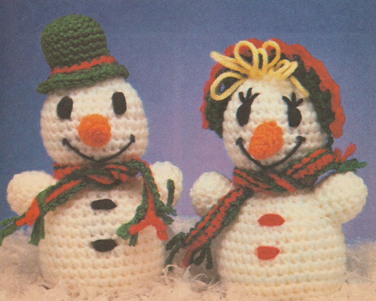 SNOW PEOPLE MR & MRS SNOWMAN DOLLS CHRISTMAS CROCHET PATTERN INSTRUCTIONS