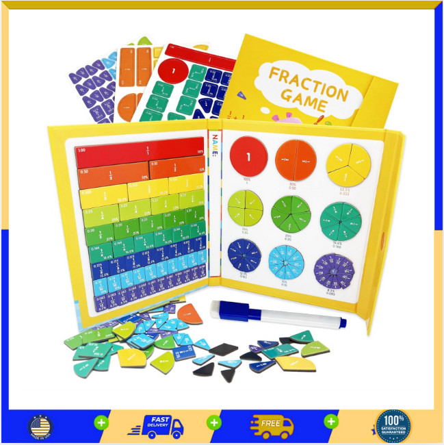 Magnetic Fraction Educational Puzzle for Kids, New Magnetic Fraction Tiles...