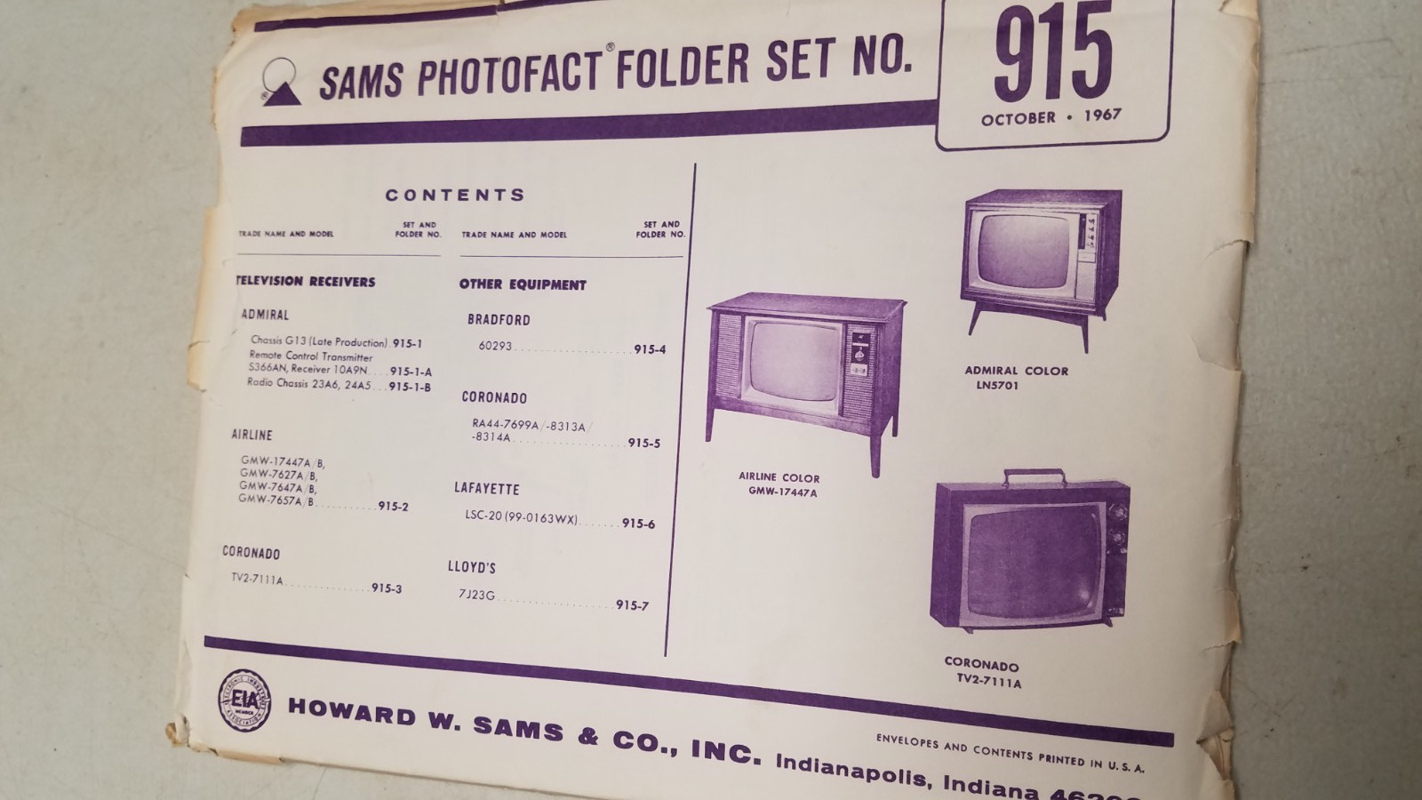 Sams Photo Fact Set 915 Oct 1967 Complete (D)