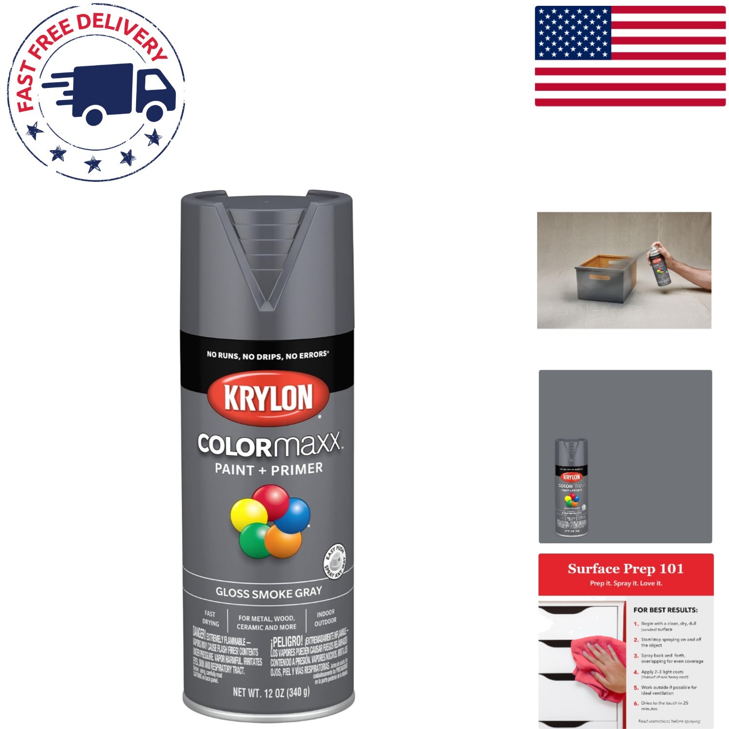 ColorMaxx 12 Oz. Gloss Spray Paint in Smoke Gray - Fast-Drying & Rust Resistant