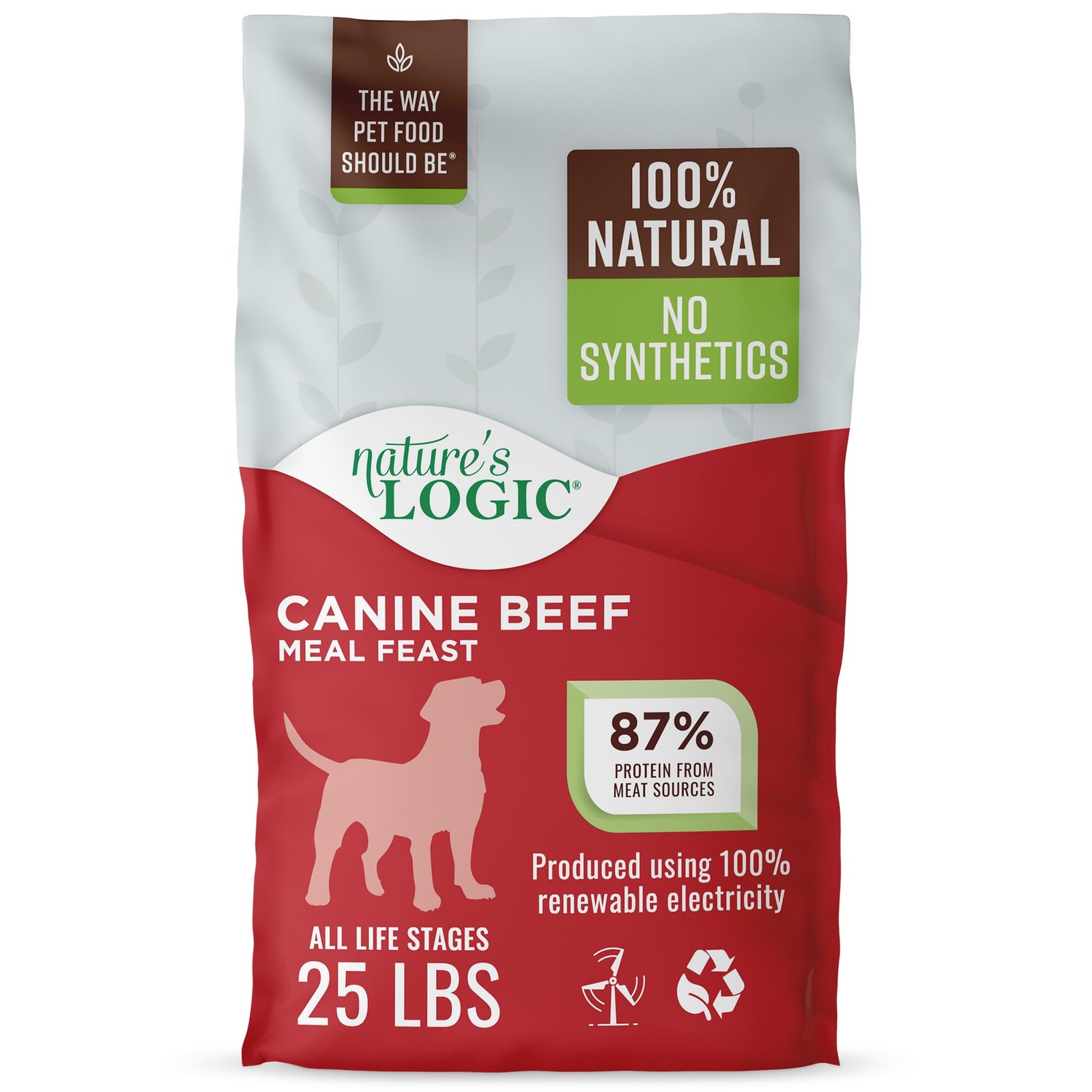 NATURE'S LOGIC Dry Dog Food - All Ages - Beef Meal Feast - 25lbs - No Synthetics
