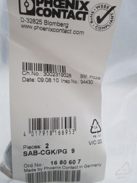 Pheonix Contact SAB-CGK/PG 9 qty 10