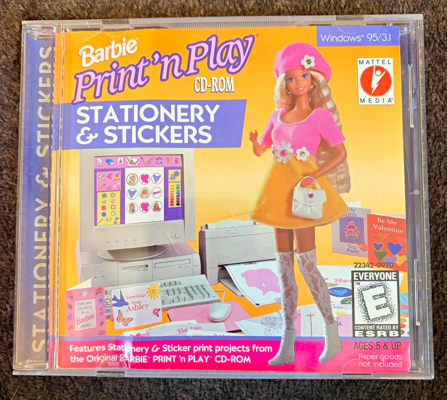 Lot of 2 Vintage Barbie PC CD-ROM Games Pet Rescue + Print 'n Play 1990s 2000 Y2