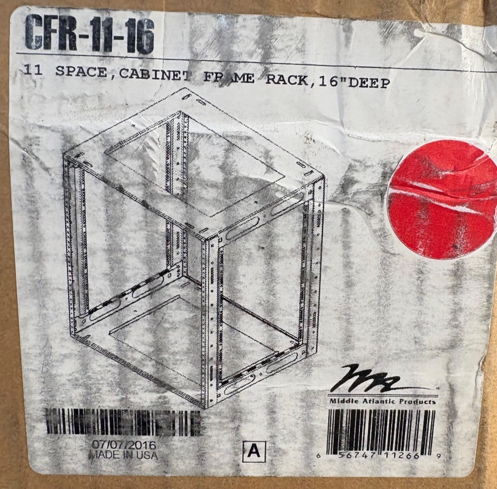Middle Atlantic CFR-11-16. Cabinet Frame Rack  11 Space 16" Deep