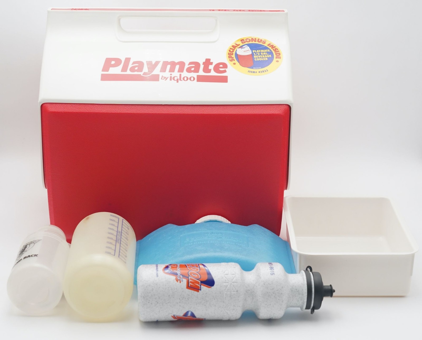 Vintage Igloo 1994 Playmate Cooler Red Combo w/ Tray Ice Pack Nalgene Bottle USA