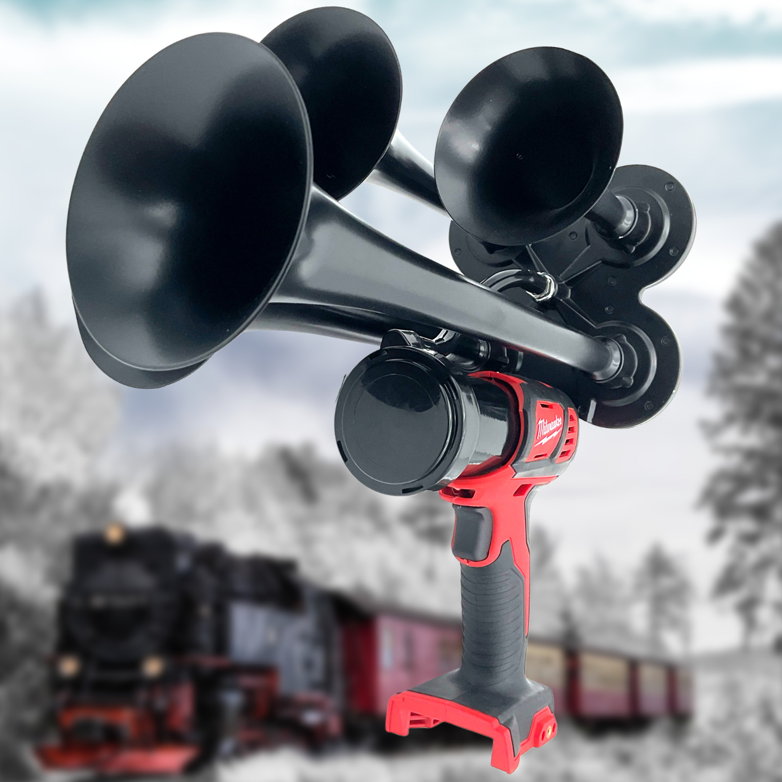 💥GatorBlast™For Milwaukee 18V Battery impact Train Air Horn 4X  Loud Trumpets