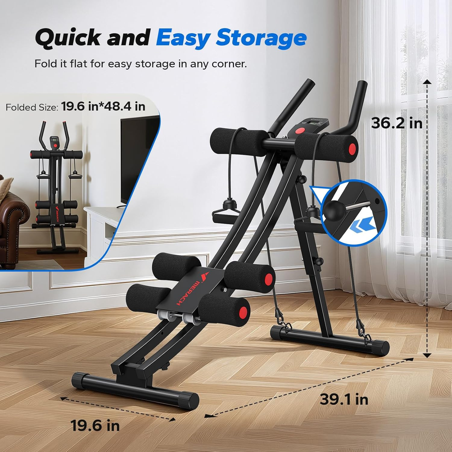 Dual Track Ab Machine, Adjustable Ab Trainer Machine, Ab Workout Equipment for H