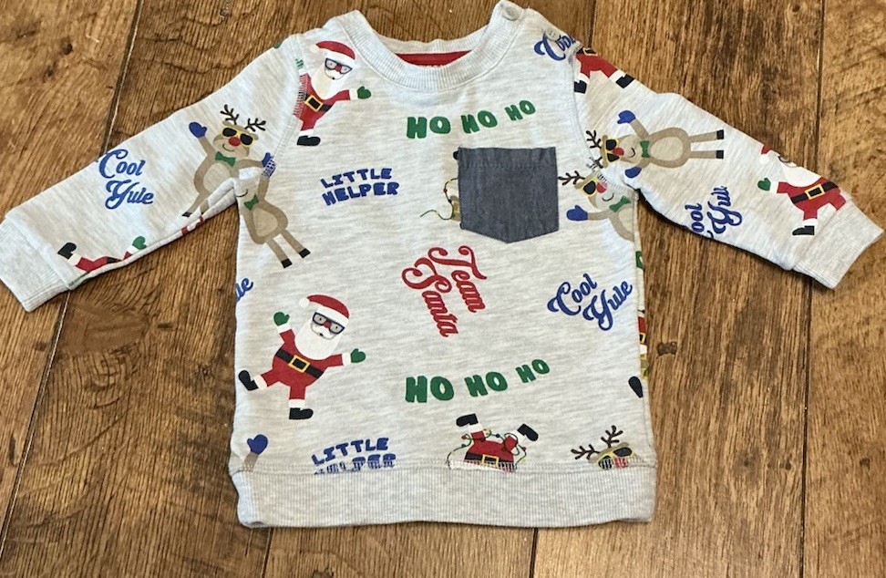 Christmas F&F Babies Long Sleeve Top Christmas Design -Ages 6-9 Months B8