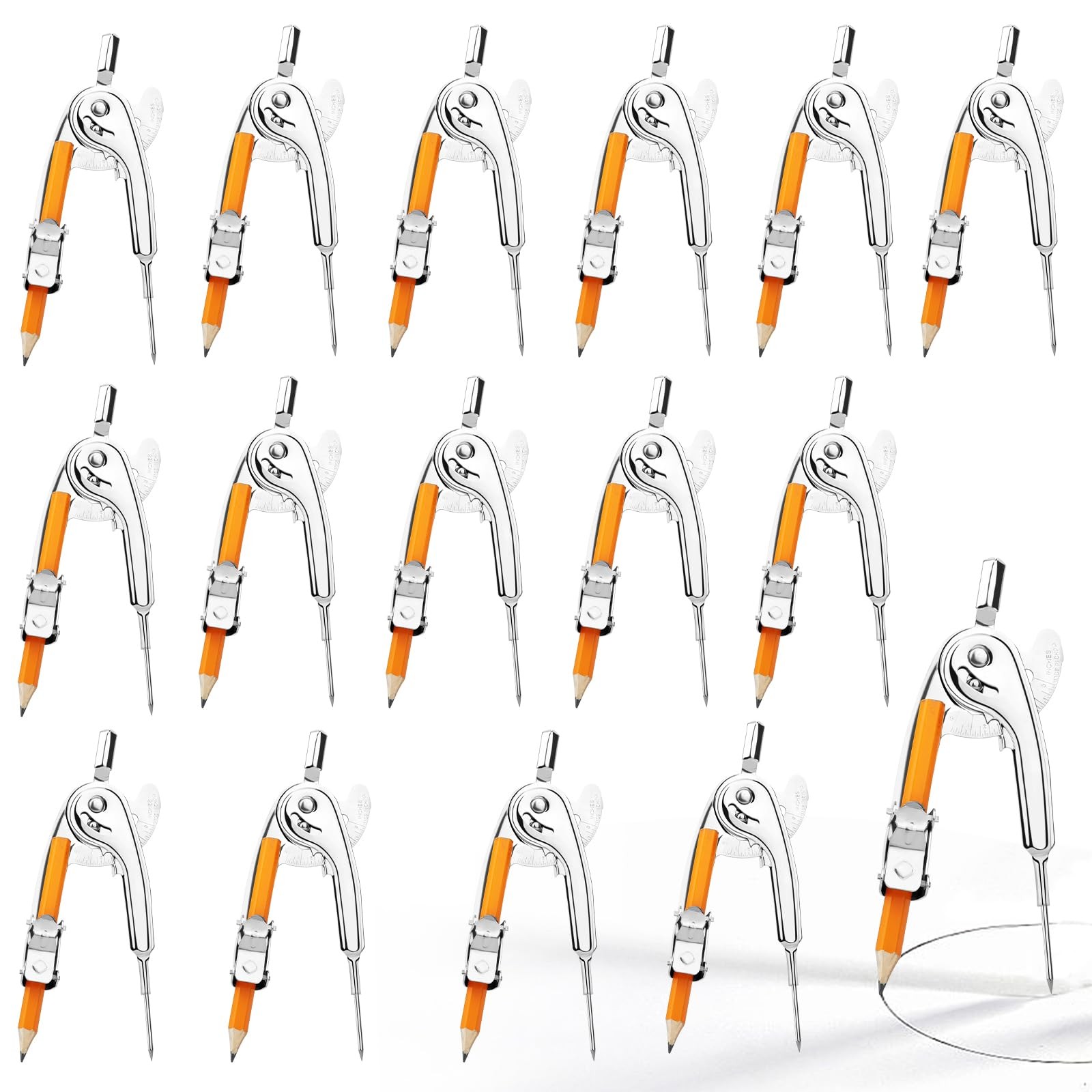 SAYAYA 16 Pieces Compass for Geometry with Pencil, Metal 16 Pack