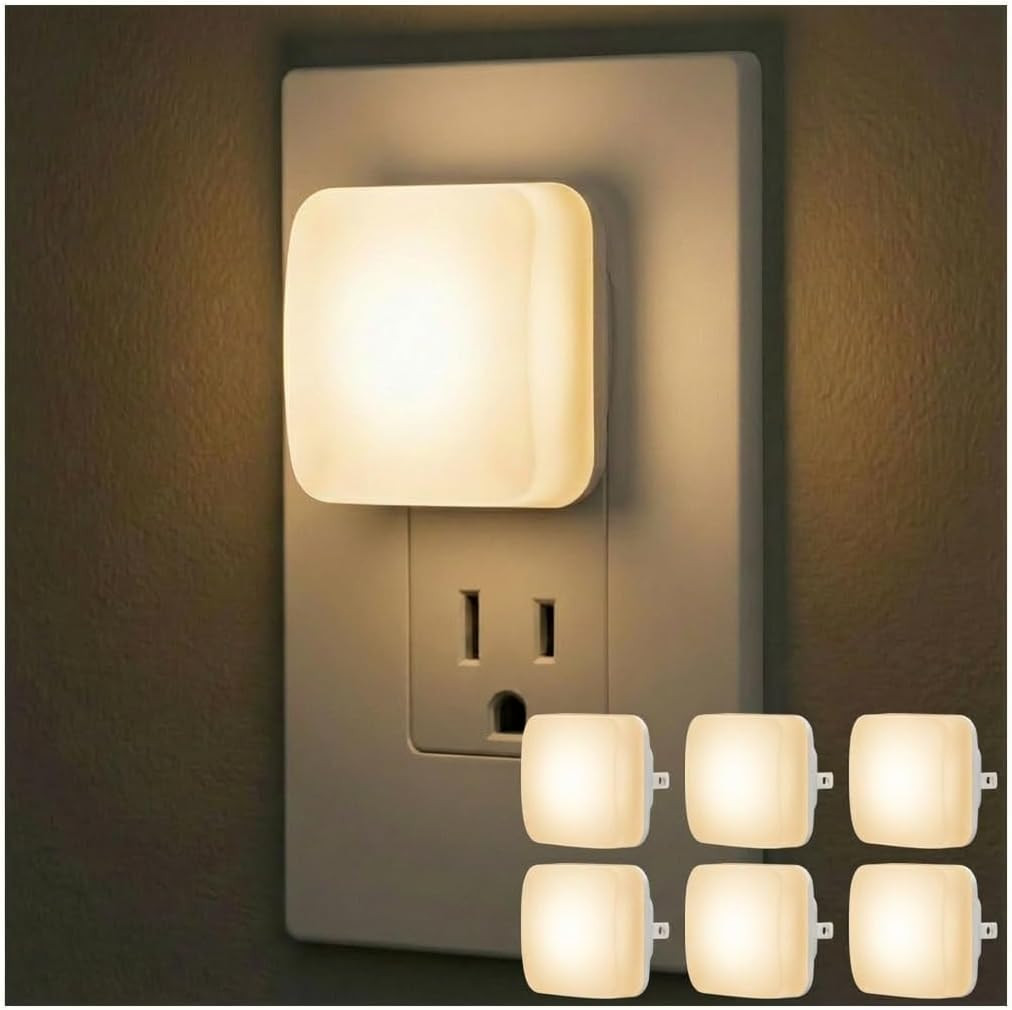 Mini Square LED Night Light, Plug In, Dusk to Dawn Sensor | Warm 3000K, Compact