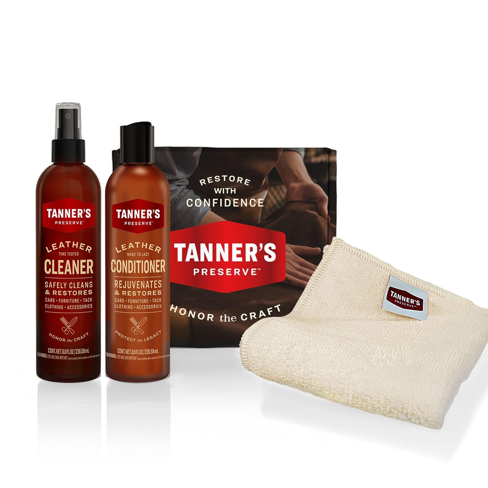 Tanner's Preserve Leather Cleaner & Conditioner Gift Set, Cleans, Pack