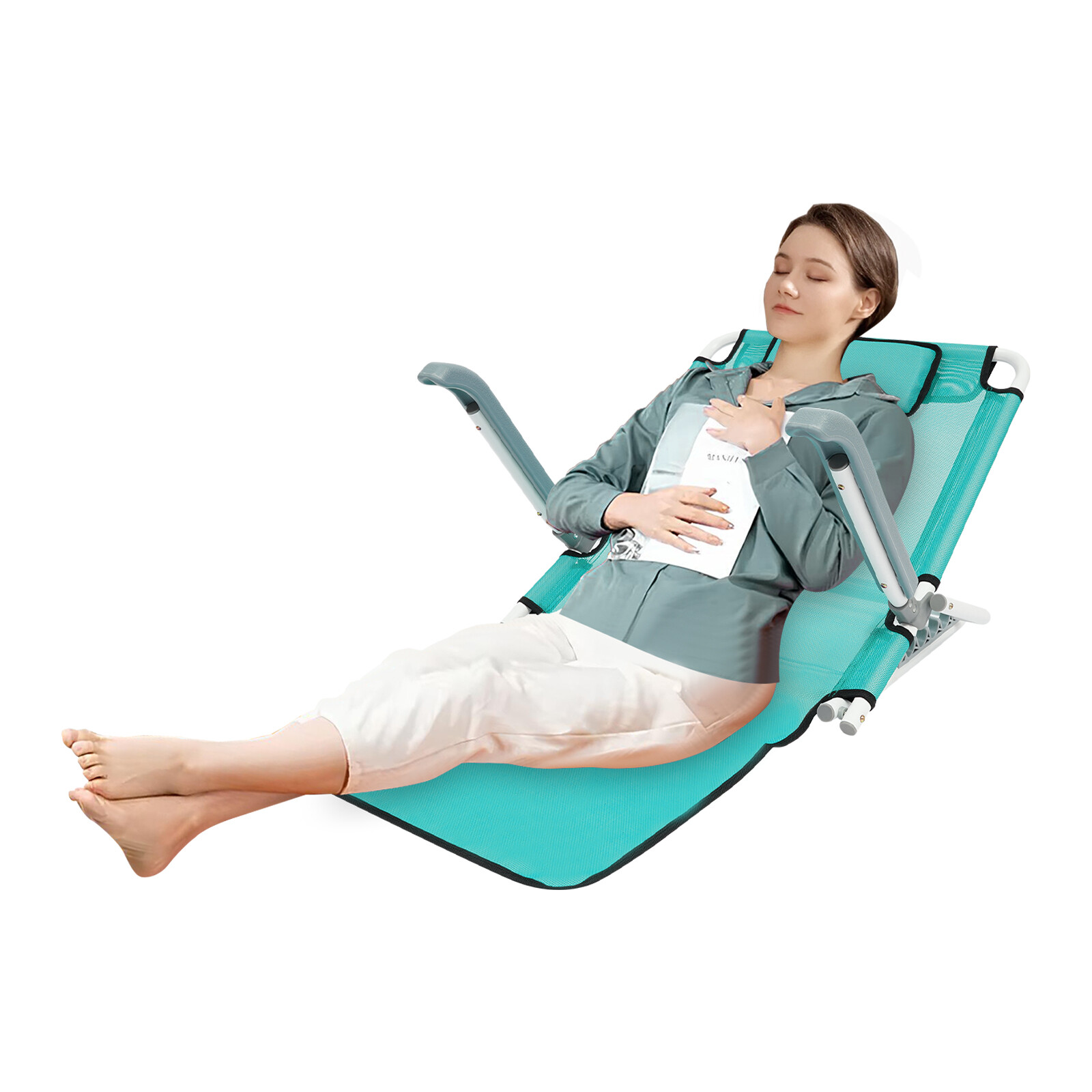 Lifting Bed Backrest Portable Folding 20~75° Backrest Sit up Back Rest Armrest