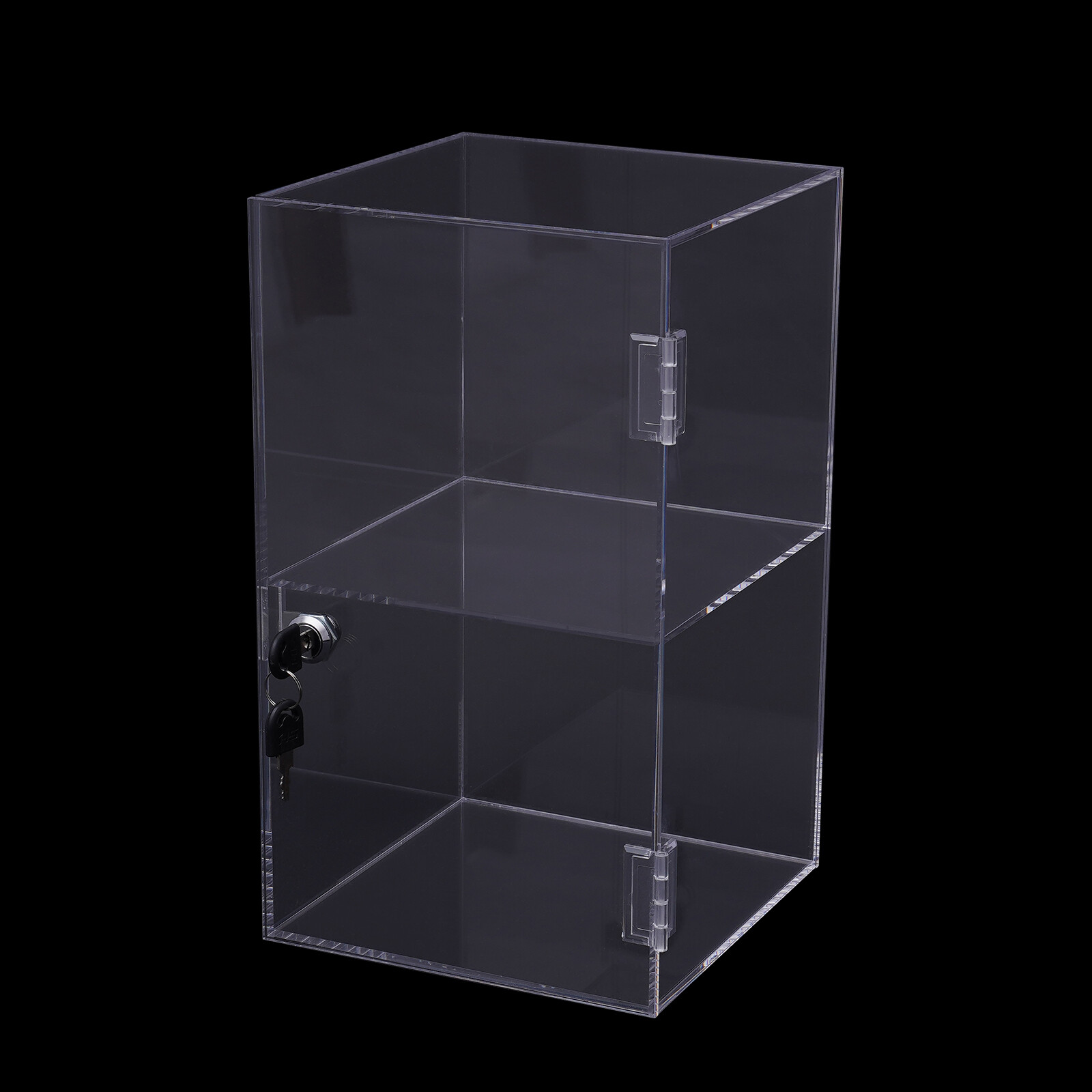 2-layers Countertop Display Case 20*20*35cm Locking Security Showcase Cabinet US