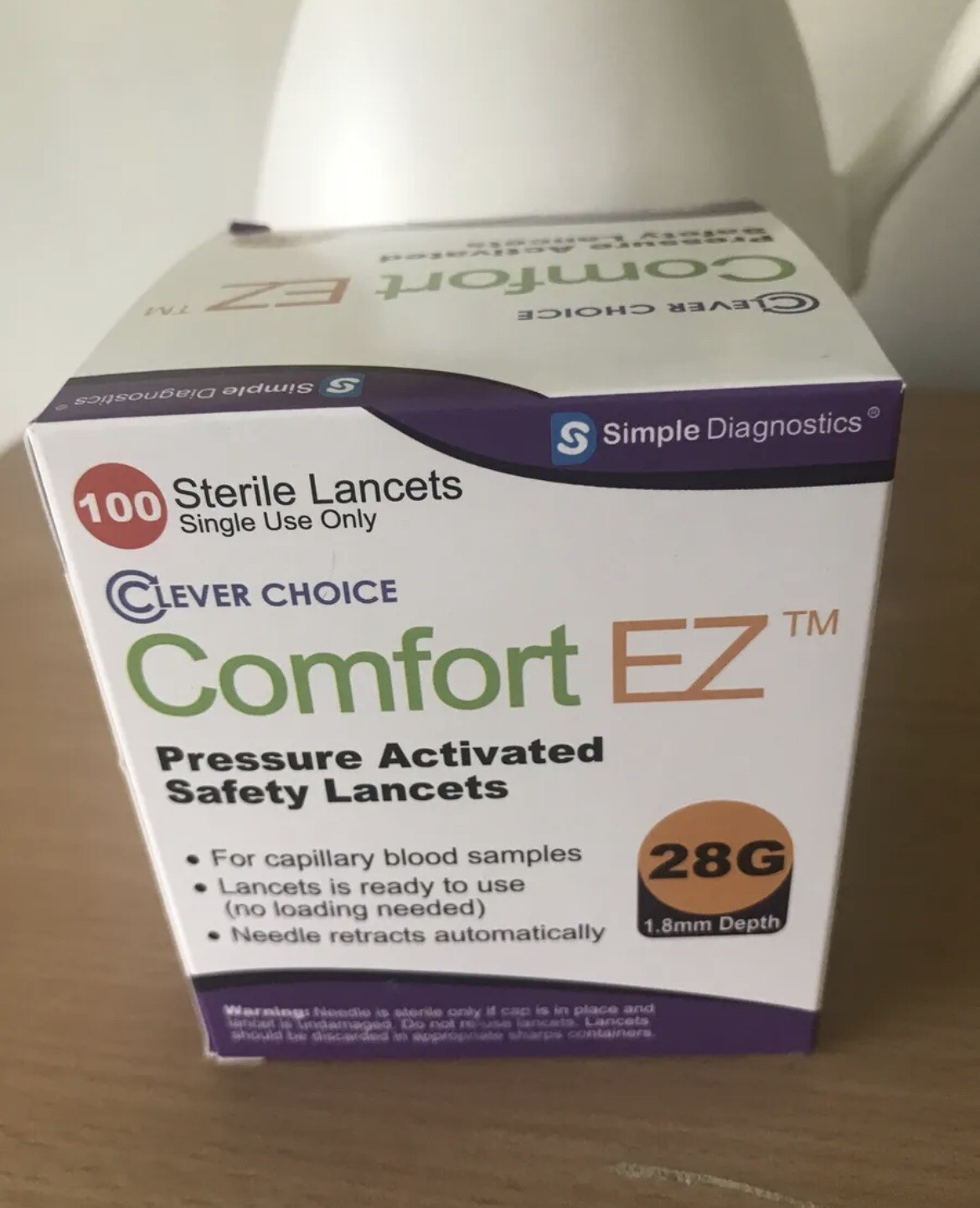 Clever Choice Comfort EZ Pressure Activated Safety Lancets 100 Sterile Lancet