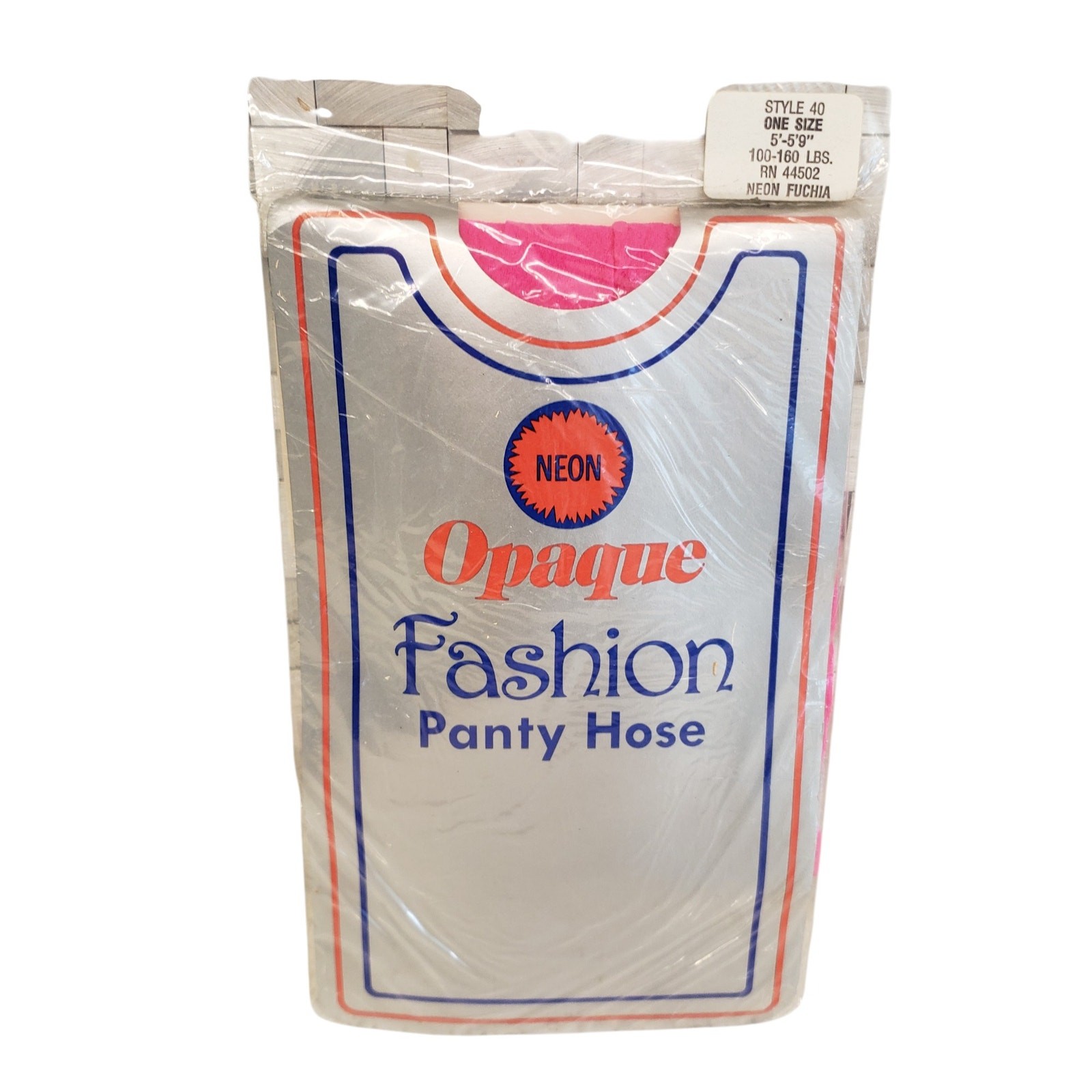 Vintage Opaque Panty Hose Neon Pink 80s One Size School Girl