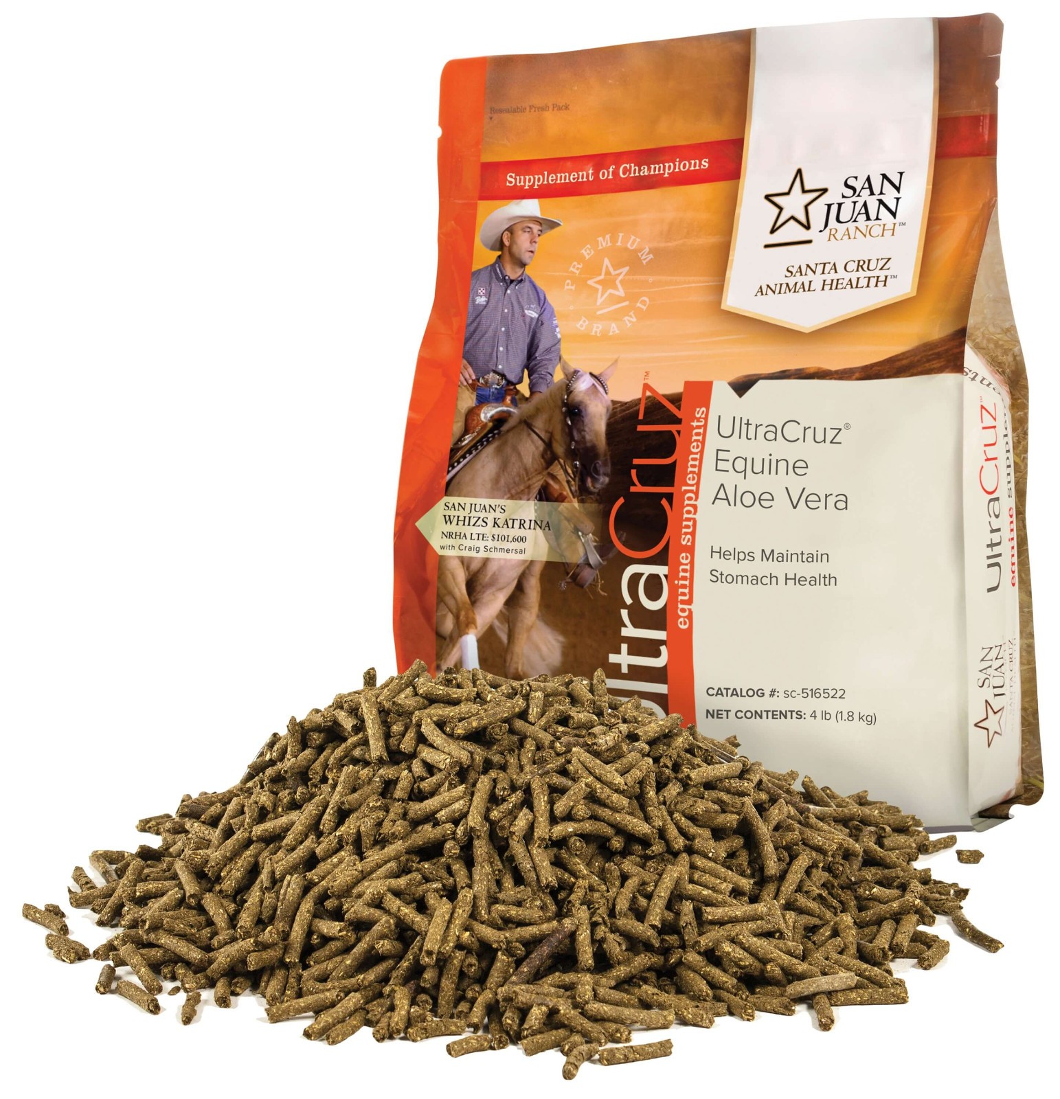 UltraCruz Equine Aloe Vera Supplement for Horses, 4 lb, Pellet (64 Day Supply)