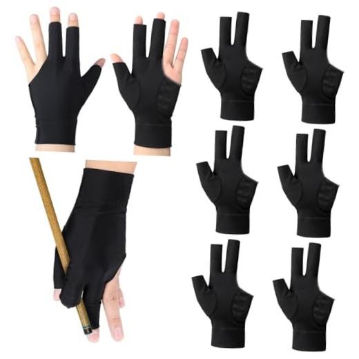 8 Pcs Billiard Pool Gloves Left Hand 3-Finger for Men & Women with Anti Black