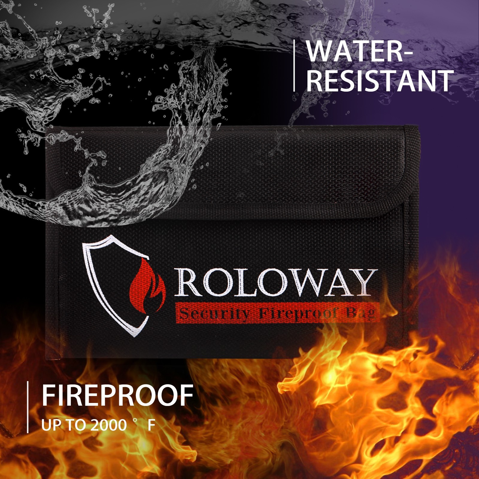 Fireproof Waterproof Money Bag Small Safe Security Document Pouch Cash Storage