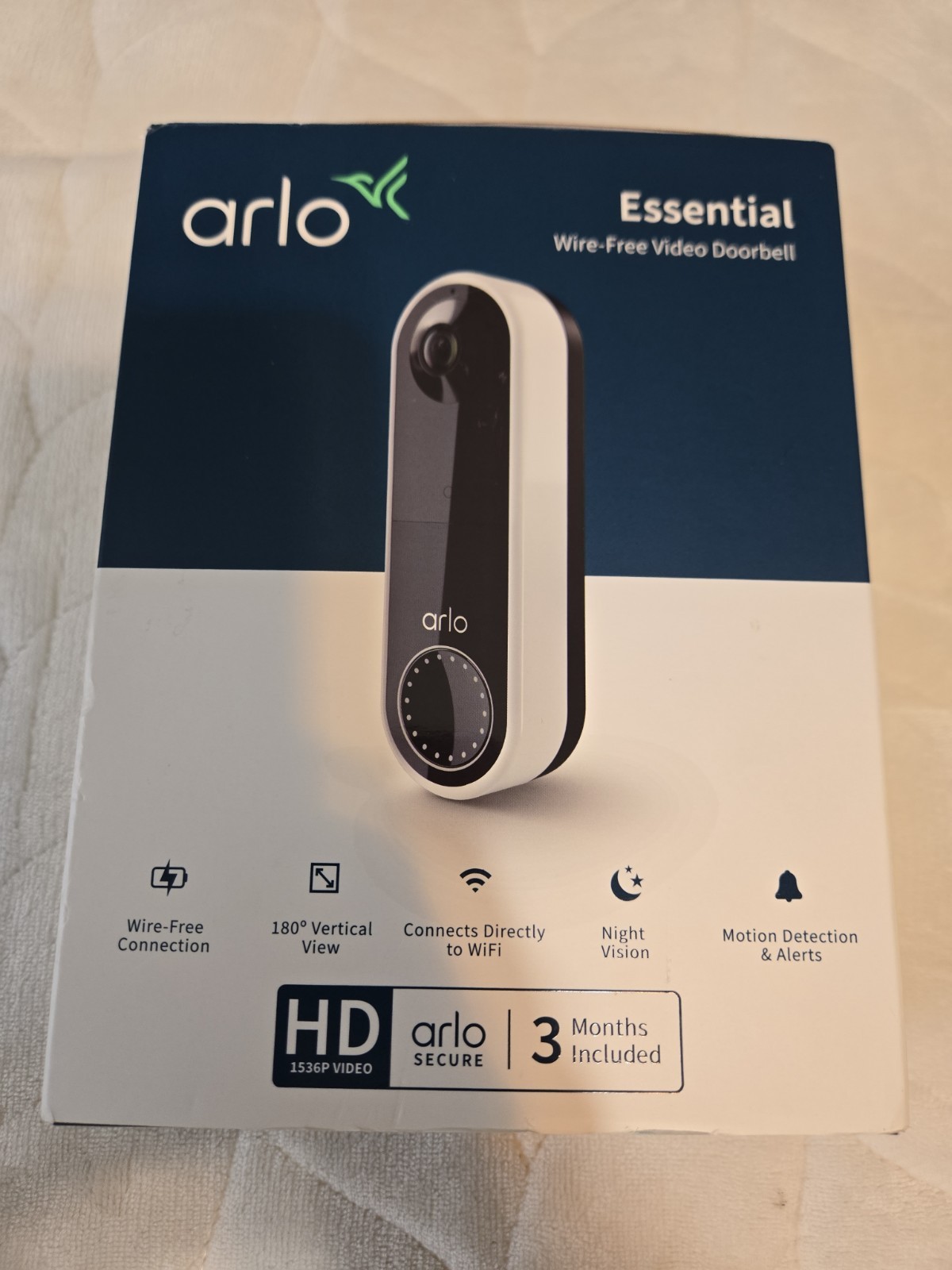 Brand New Arlo Essential Wire-Free Battery Video Doorbell avd2001