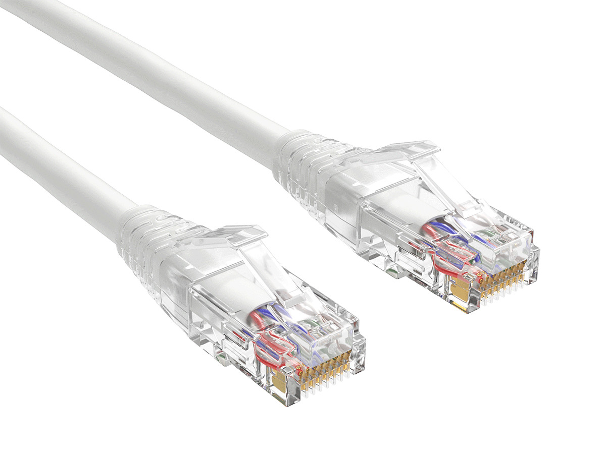 5ft Cat6 Ethernet Patch Cable with Clear Boot, UTP, Pure Bare Copper, White