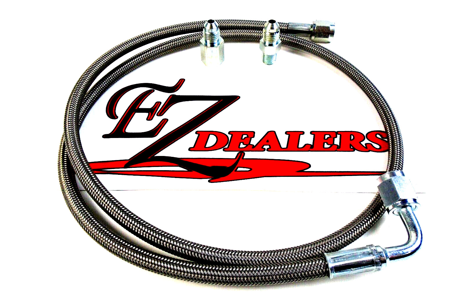 38" Gauge Line Kit Oil Fuel Pressure Hose Braided 1/8" NPT Str. x 90 -4 AN  4 AN
