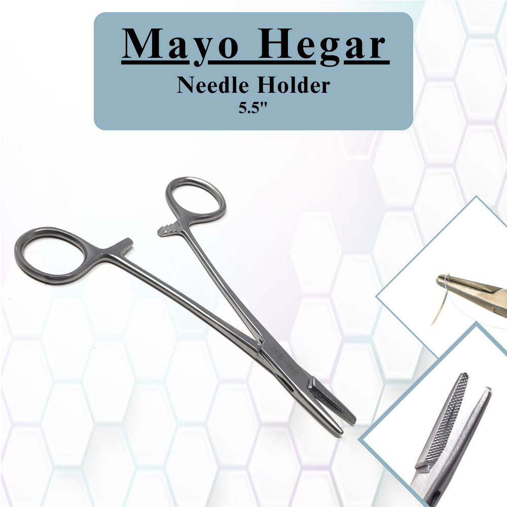 Mayo Hegar Stainless Steel Surgical Forceps For Precision Grip & Control - 5.5"
