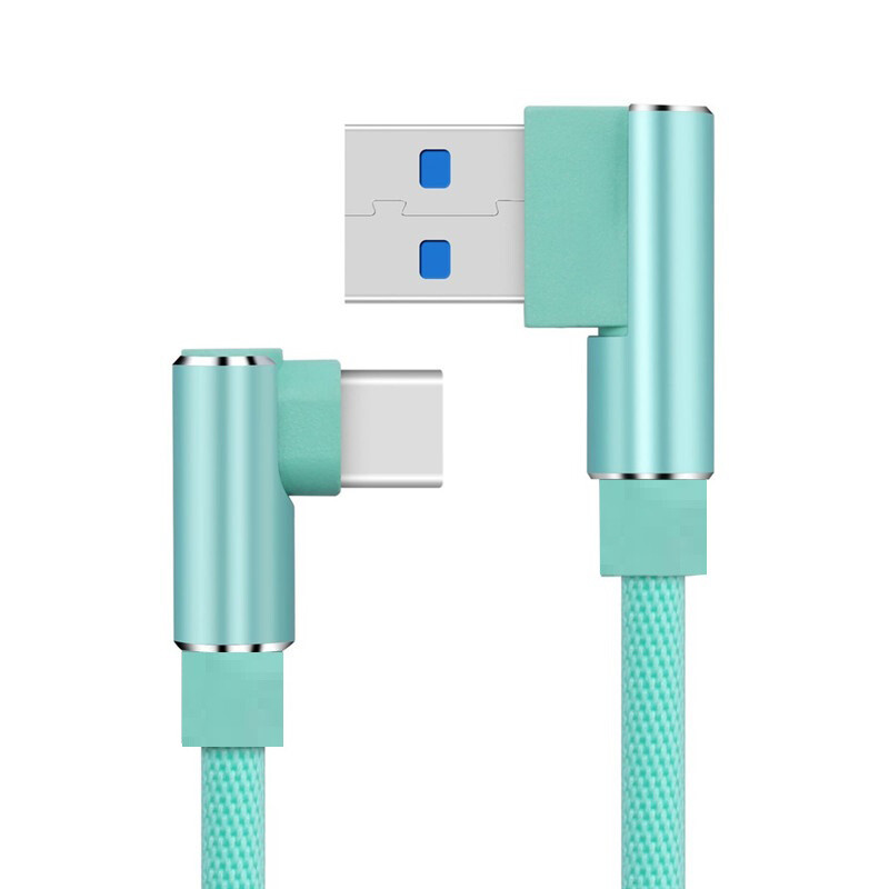 3/6/10Ft USB to Type-C 90 Degree Cable Fast Charger Charging Data Sync Cord Lot