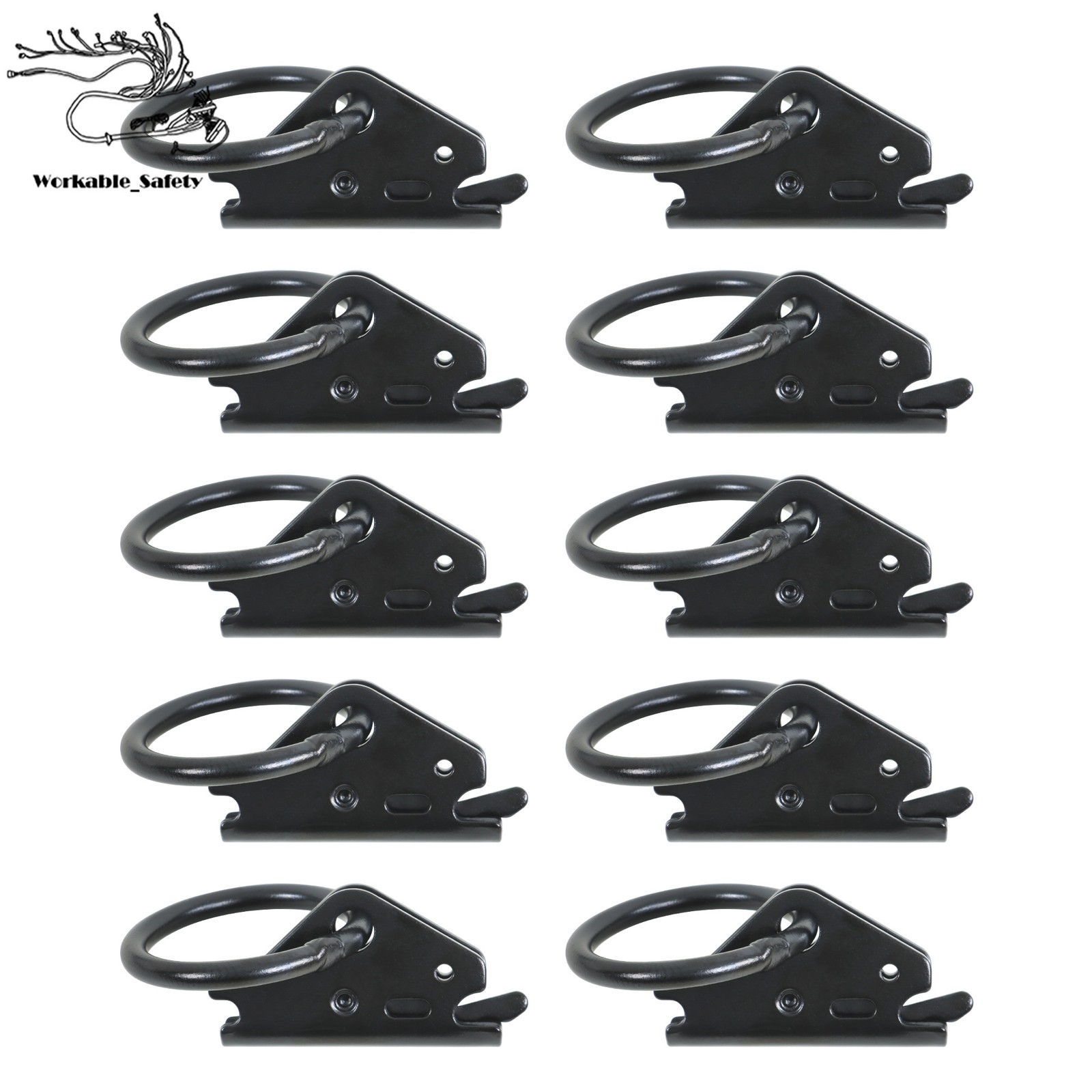 18 Pack 1.3' E-Track Rail Set, Black Powder Coated Finish For Trailers & Vans