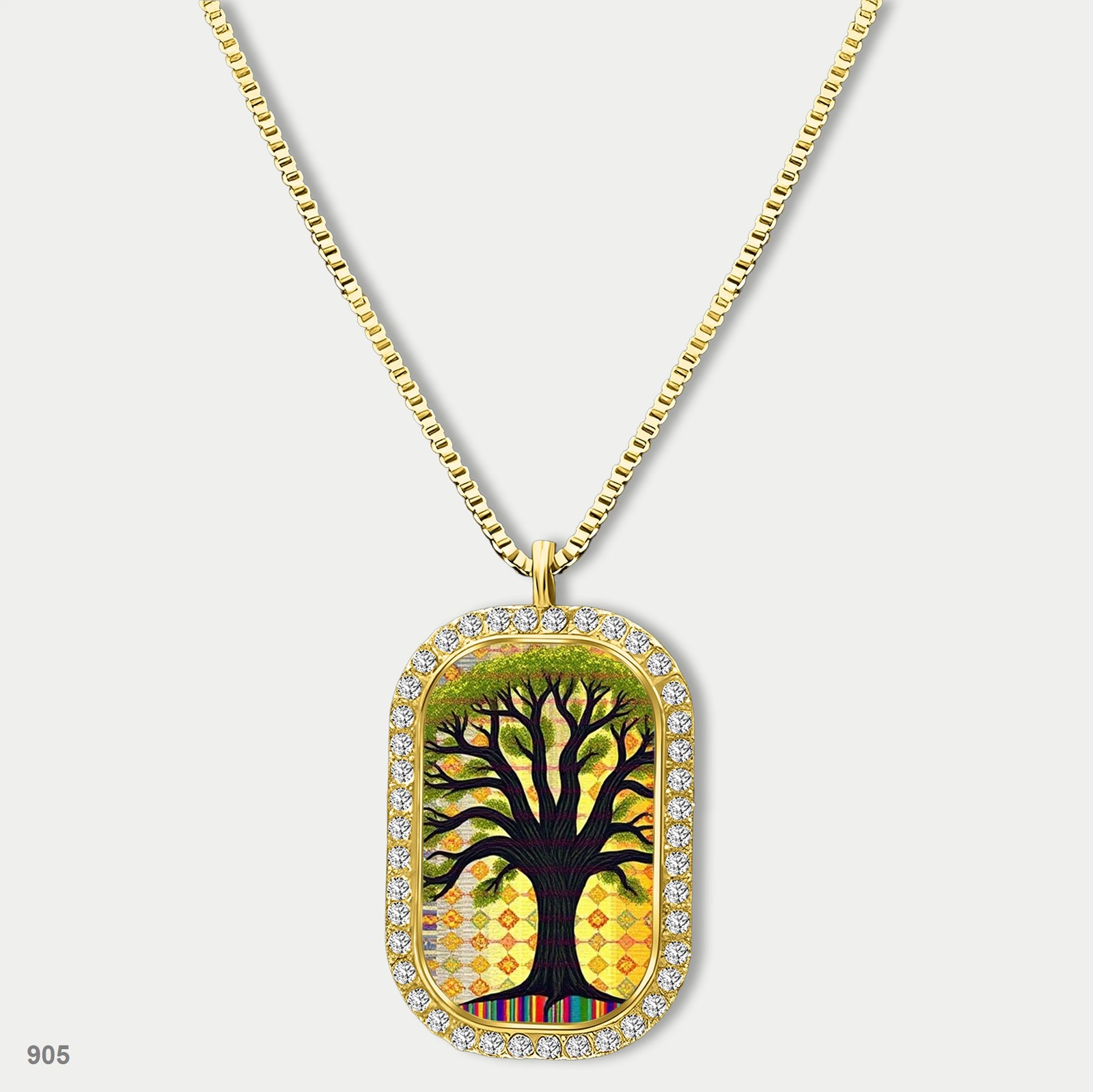 Amazing Colorful Tree of Life Pendant Necklace Chain Graphic Dog Tag Chain Gift