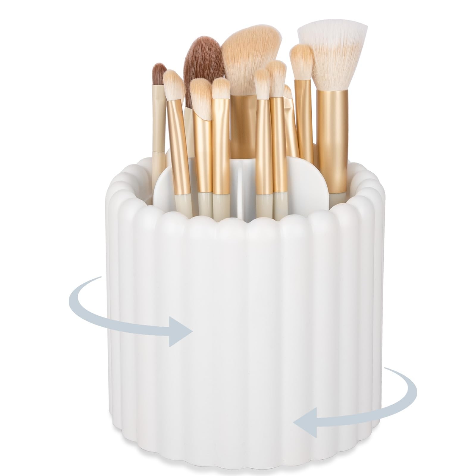 360 Rotating Makeup Brush Holder 7 Slots Make Up Brush Organizer Removable Sp...