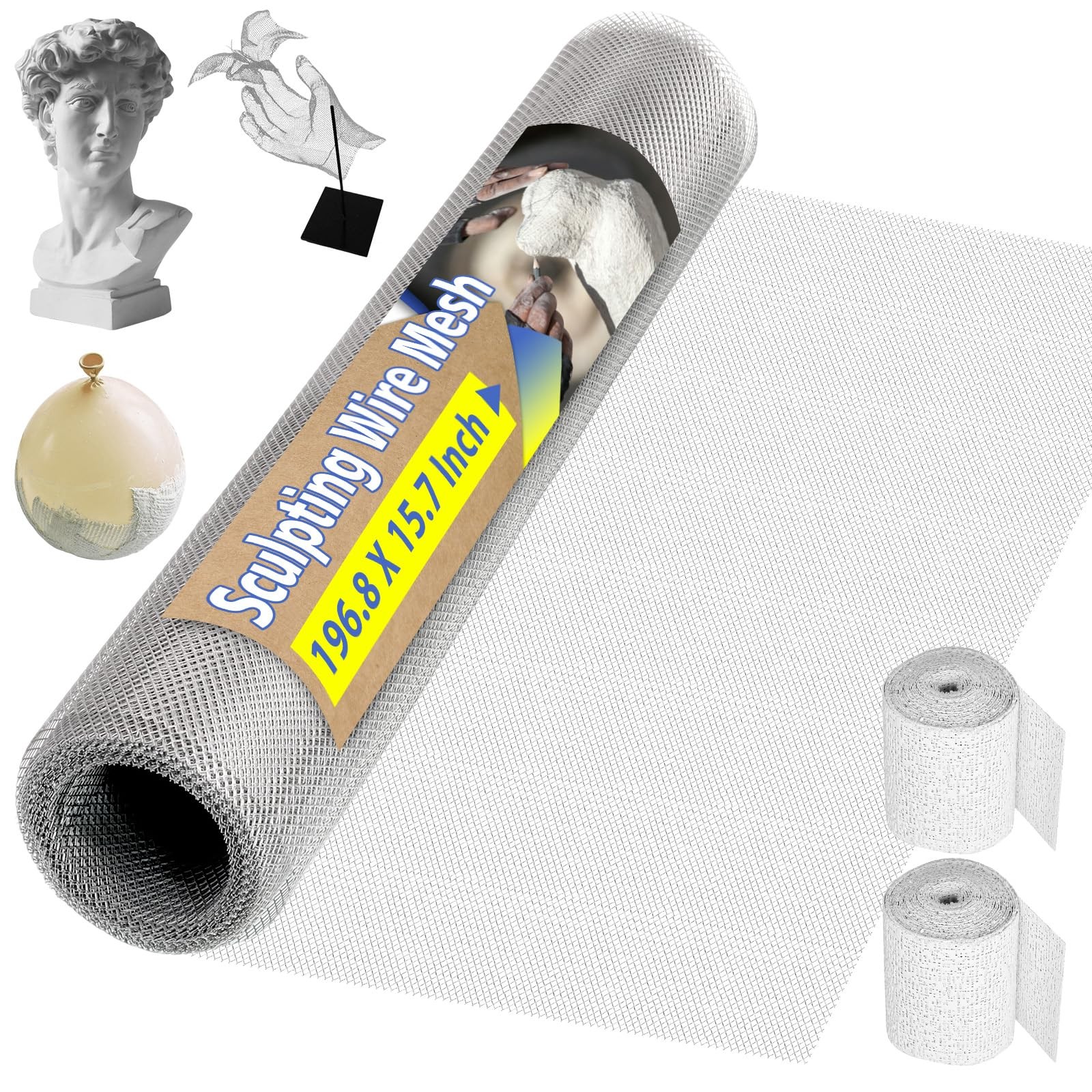 Sculpting Wire Mesh Roll 15.7 X 196.8 Inch, Aluminum Wire Mesh with 2 Rolls P...