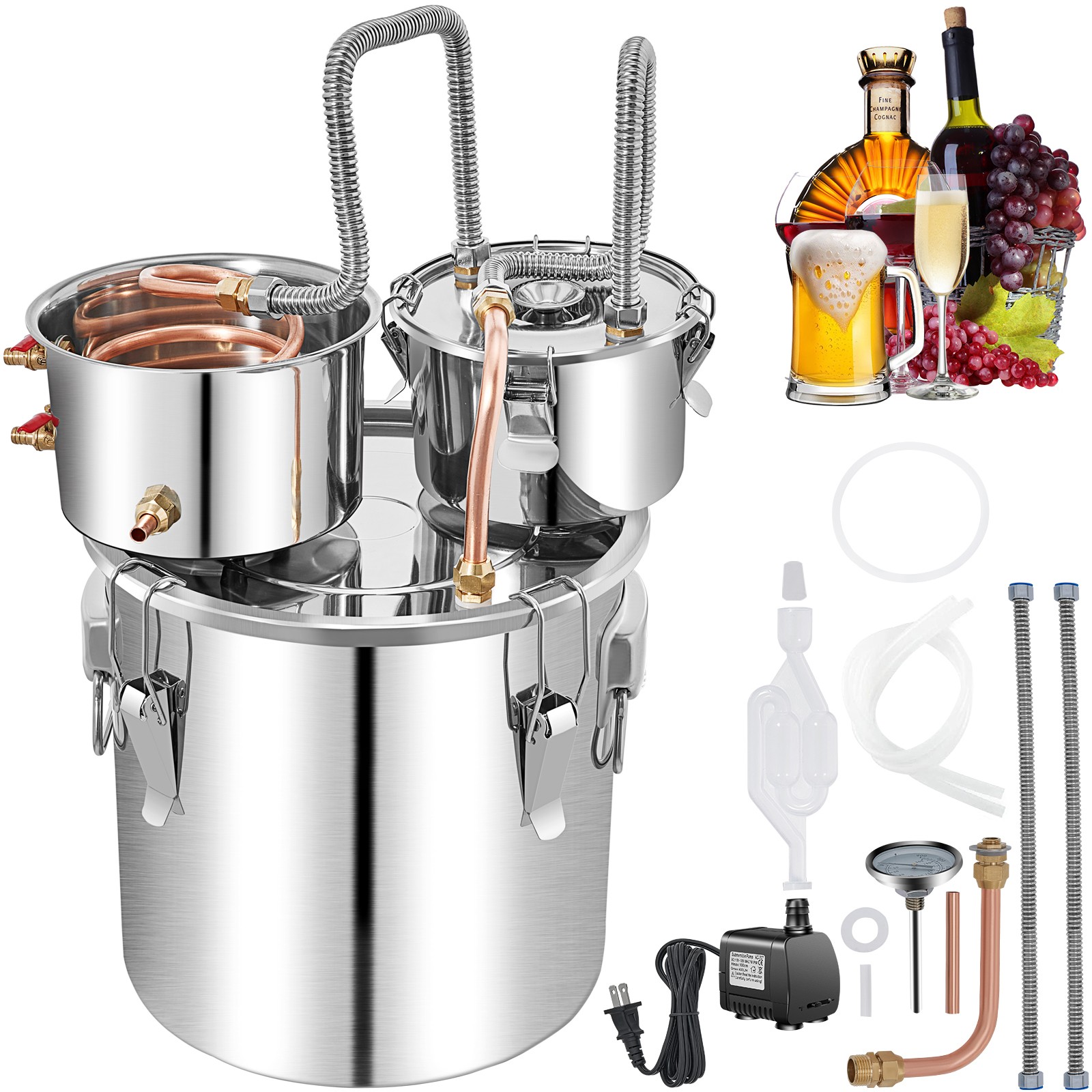 Uimoso 13.2 Gal Alcohol Distiller Moonshine Still Water Wine Brewing Kit W/Pump