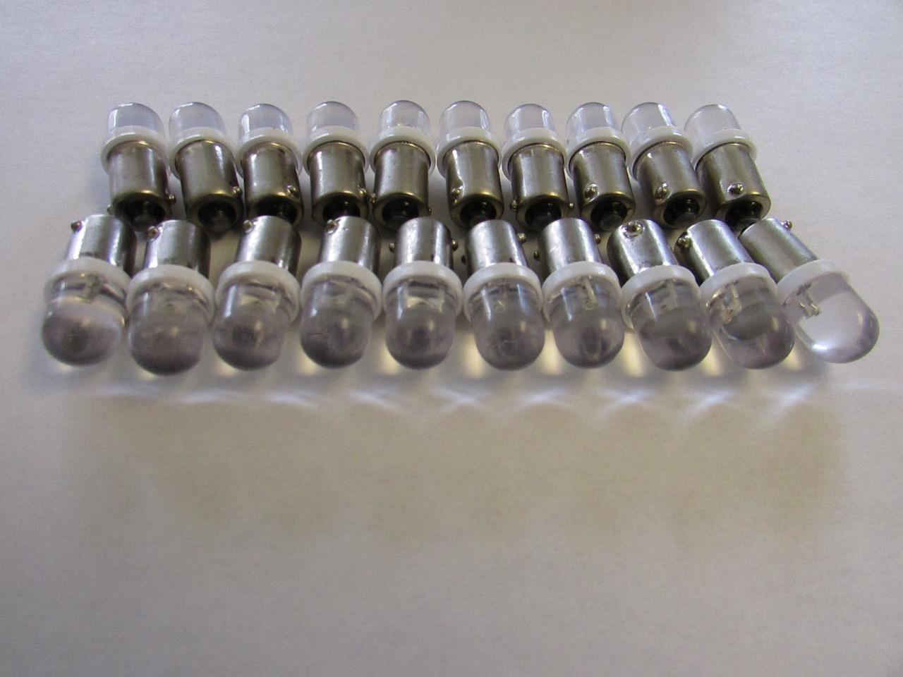 LED 20 Light Bulbs Frosted/ Cool White #47/#44 Bayonet Pinball Replacement. New