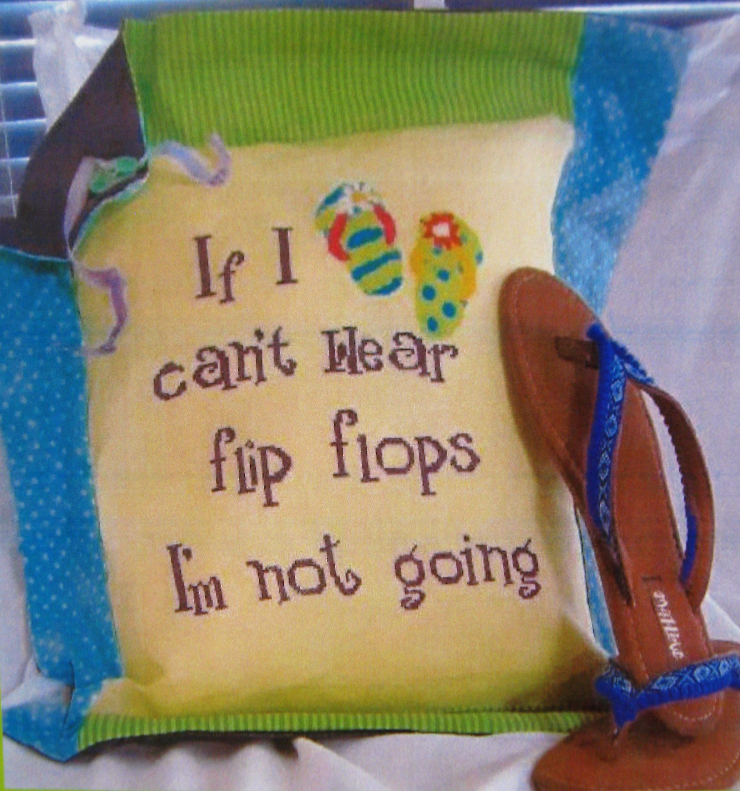 Cross Stitch Pattern Chart Flip Flops Summer Humor White Lyon