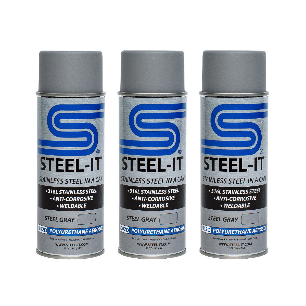 STEEL-IT Gray Polyurethane 14oz Spray Can (3 Pack)