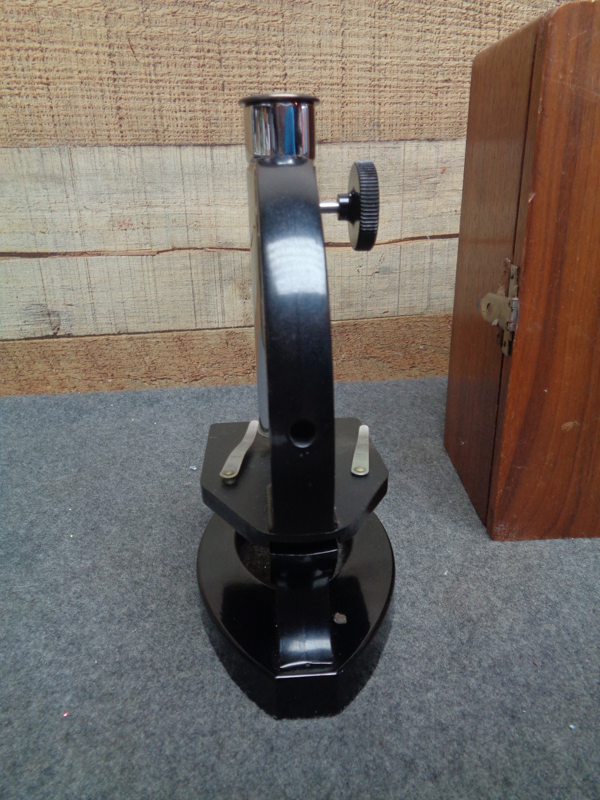 Bausch & Lomb Model R Student Microscope w/ Box & Micro Data Cards