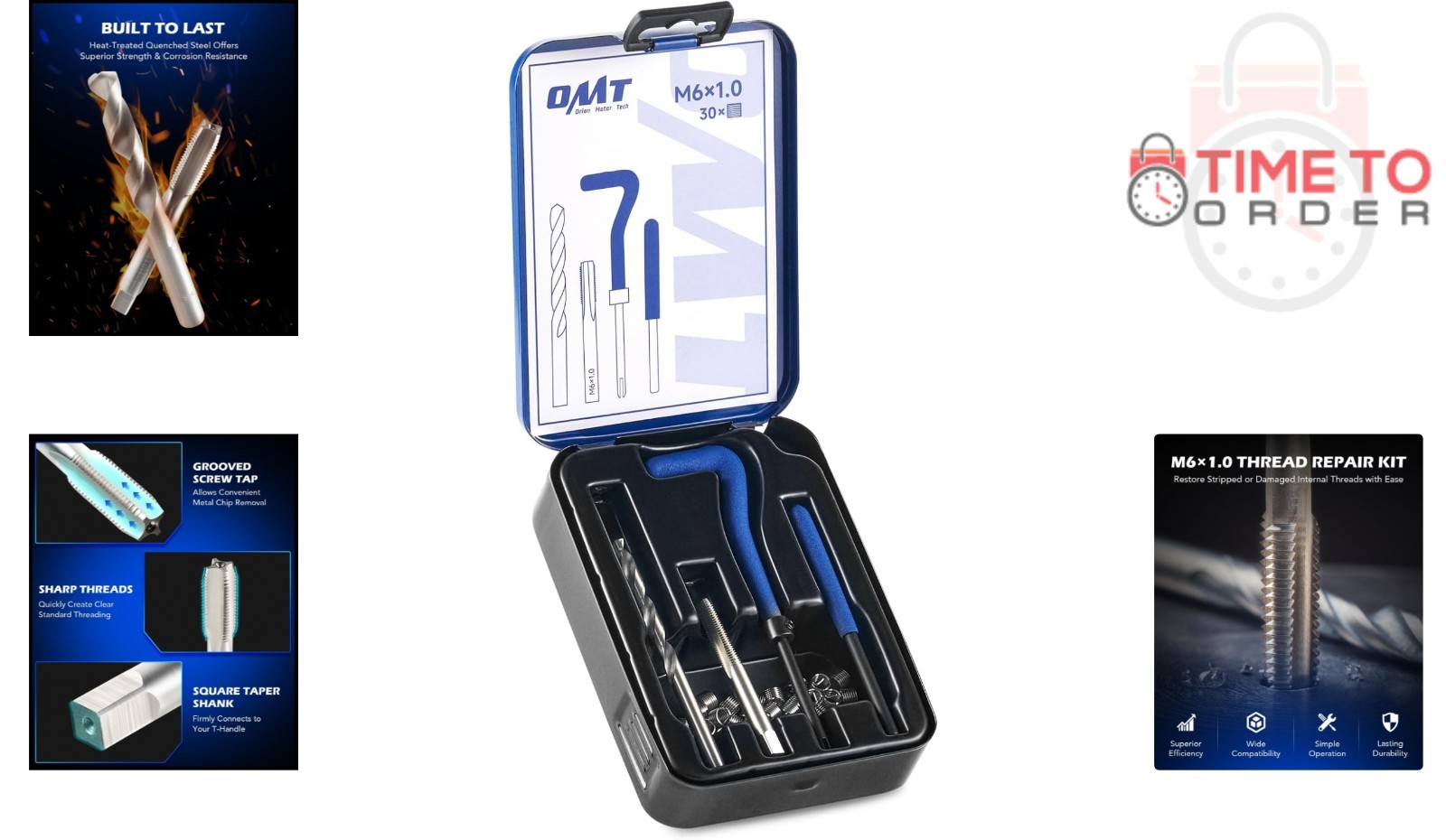 Helicoil Thread Repair Kit M6x1.0 Steel Inserts Drill Bits Tool Set for Inter...