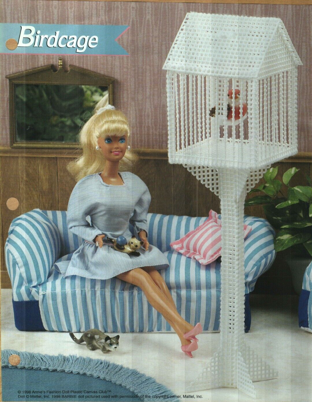 NEW BIRDCAGE FASHION DOLL ANNIE'S PLASTIC CANVAS PATTERN INSTRUCTIONS