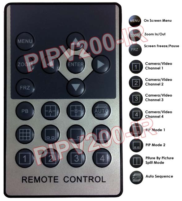 Replacement IR Remote For PIPV2 PIPV200 PIPV4 Quad Video Multiplexers