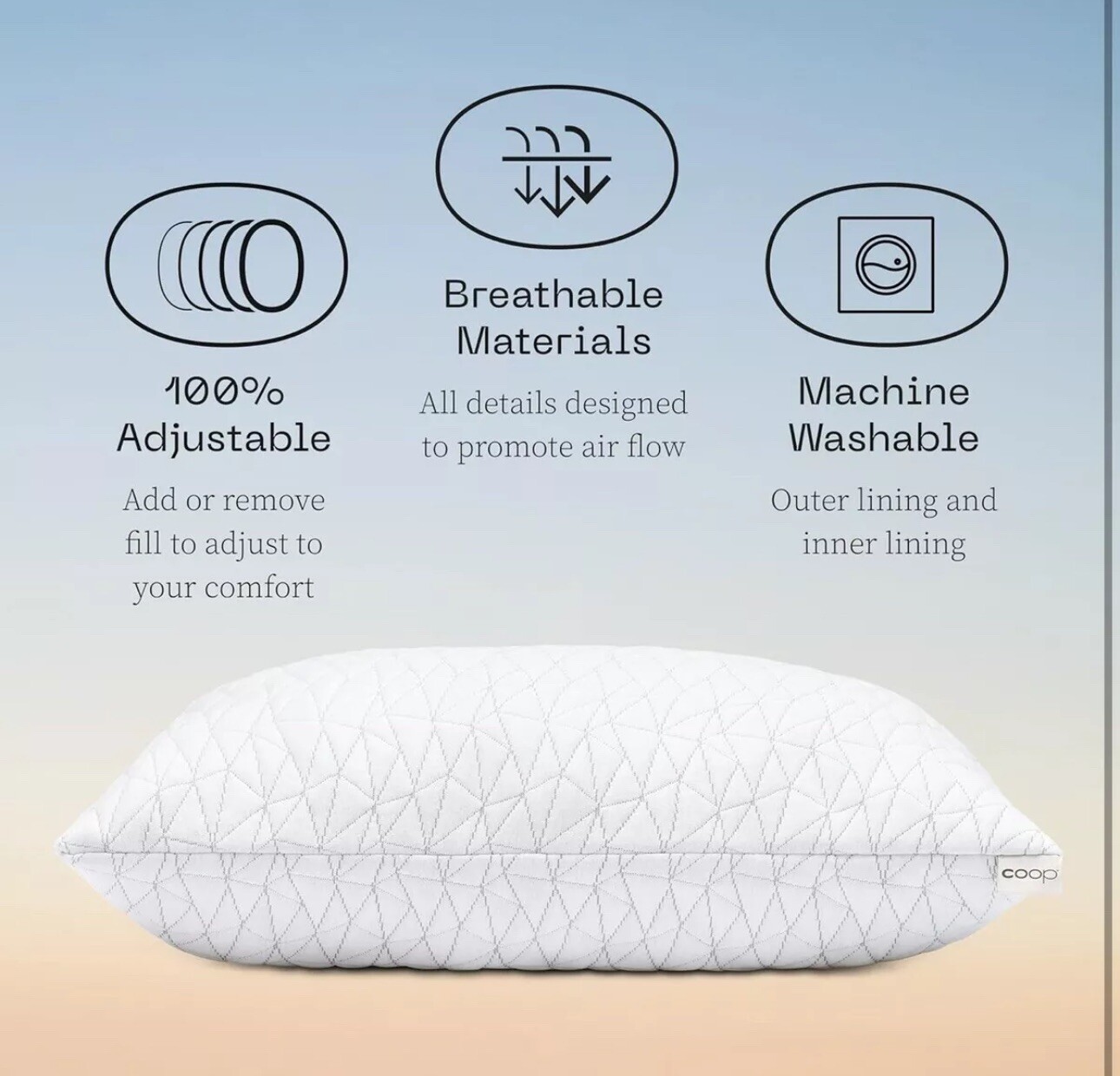 Coop Home Goods Original Adjustable Pillow, Queen Bed Pillows