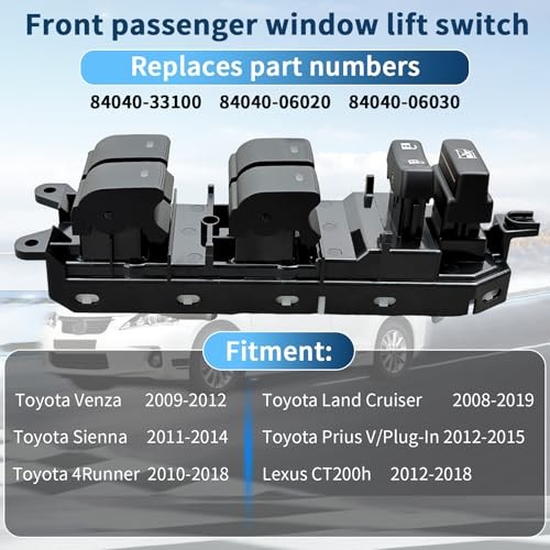 84040-33100 Power Window Master Switch Compatible with 2008-2019 Driving side