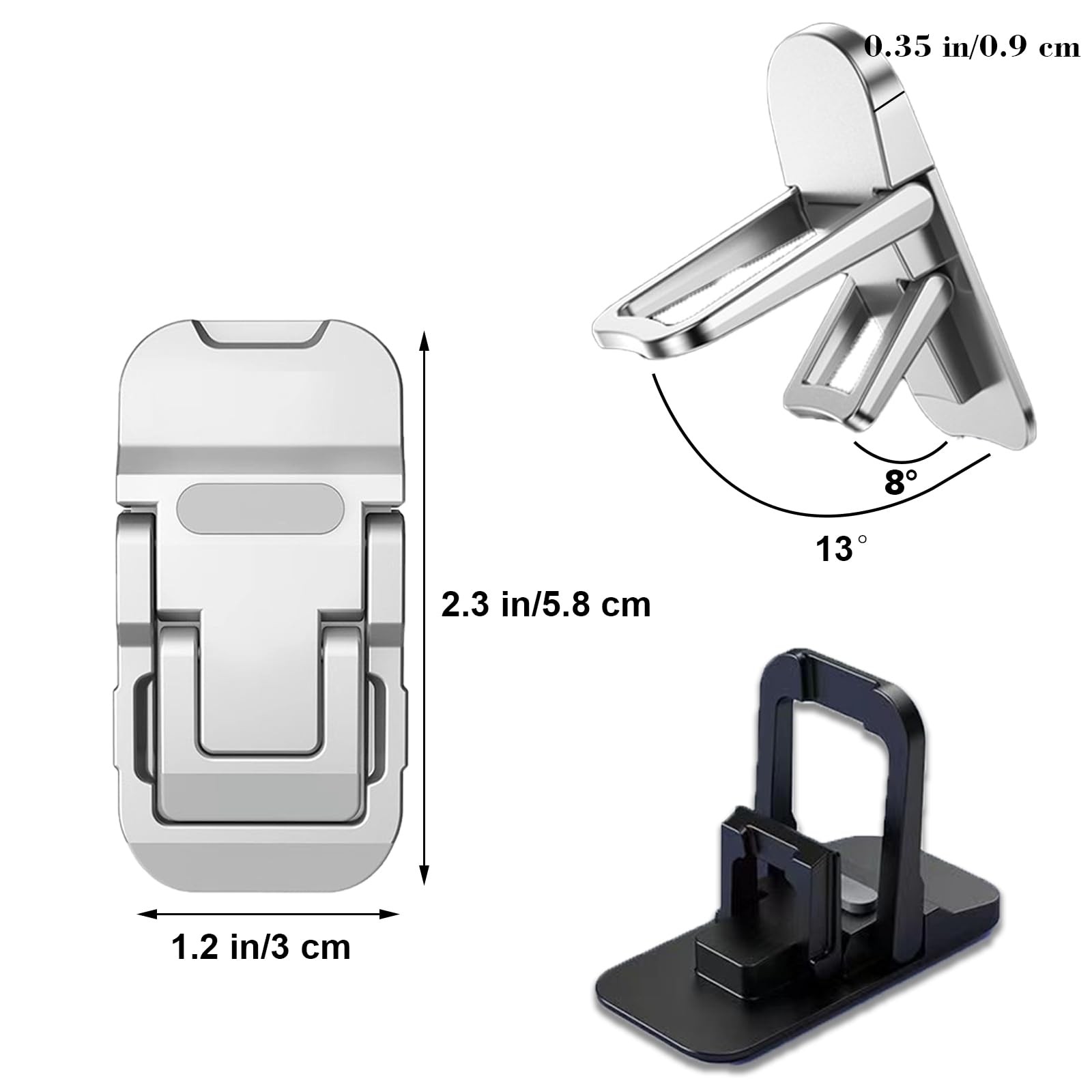 2 PCS Alloy Foldable Keyboard Riser Dual Tilt Angle Adjustable Lift Silver